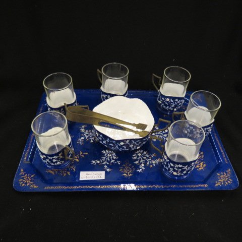 Enameled and Coralene Decorated Turkish Coffee Set (1 of 5)