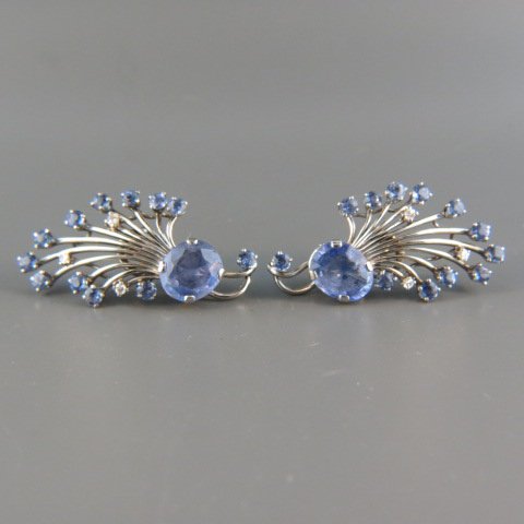 Sapphire and Diamond Earrings, (1 of 4)
