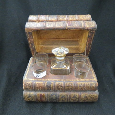 19th Century Book Form Tantilus Box, (1 of 4)