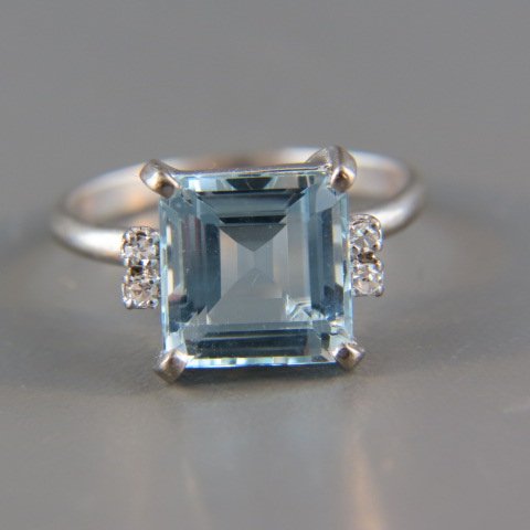Aquamarine and Diamond Ring, (1 of 5)