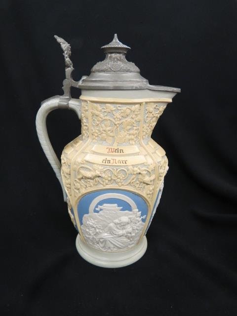 Mettlach Pottery Tankard, (1 of 4)