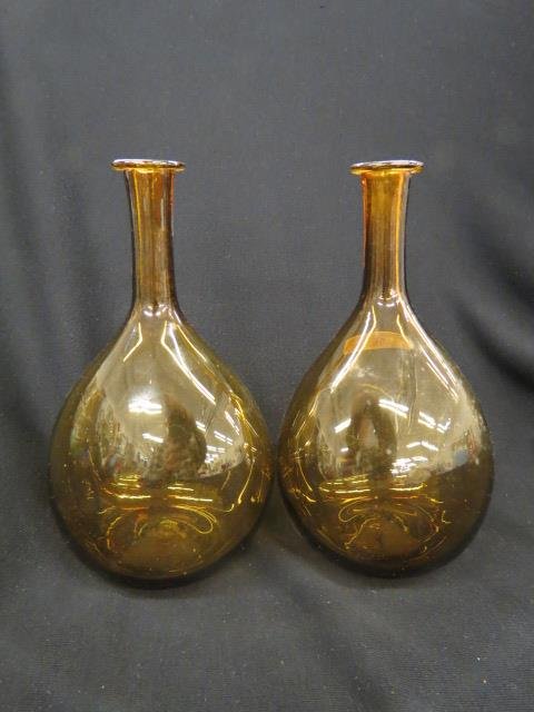 2 Amber Glass "Onion" Bottles, (1 of 2)