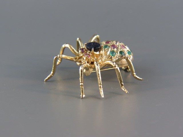 Gemset Figural Spider Pin, (1 of 3)