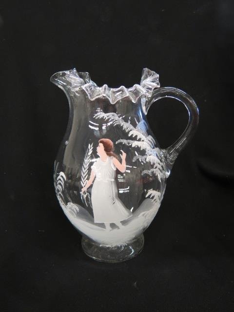 Victorian Mary Gregory Art Glass Pitcher, (1 of 3)