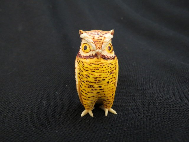 Carved Ivory Figurine of an Owl, (1 of 3)