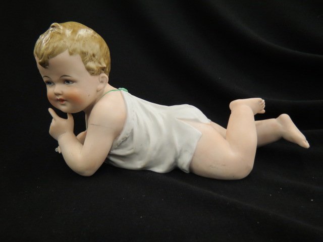 German Victorian Bisque Piano Baby Figurine, (1 of 4)