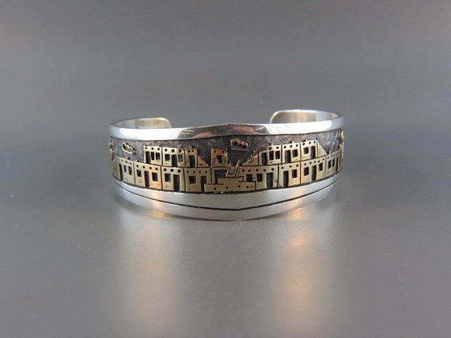 Hopi Pascal Kuwanho Indian 14k Gold & Sterling Bracelet (1 of 4)