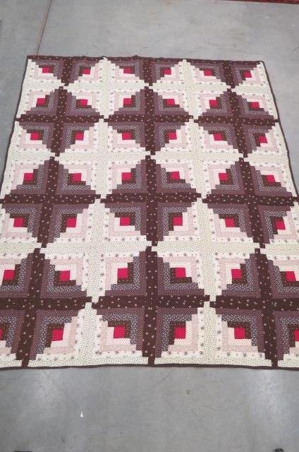 Handmade Quilt "Log Cabin Variation", (1 of 4)