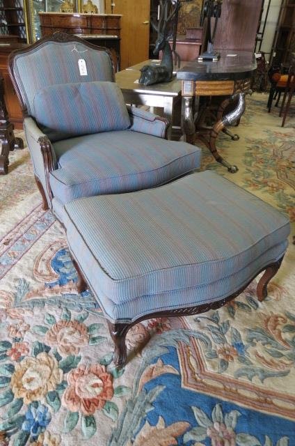 French Style Chair and Ottoman, (1 of 2)