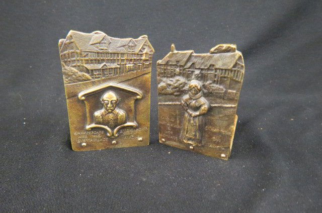 Pair of Brass Bookends, Shakespeare & Ann Hathaway, (1 of 1)