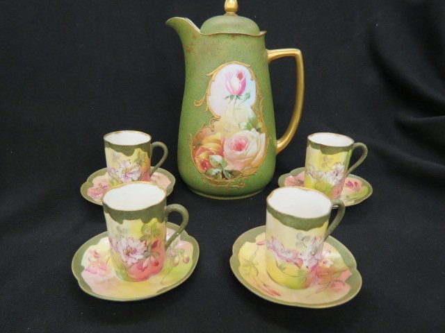 Handel Hanpainted Porcelain Chocolate Set, (1 of 4)