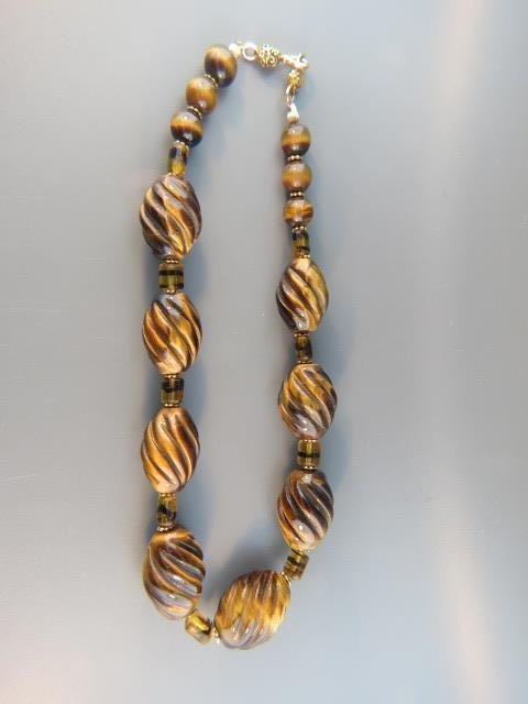 Carved Tigereye Bead Necklace, (1 of 3)