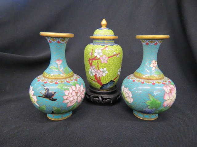 3 pcs. Chinese Cloisonne, (1 of 2)