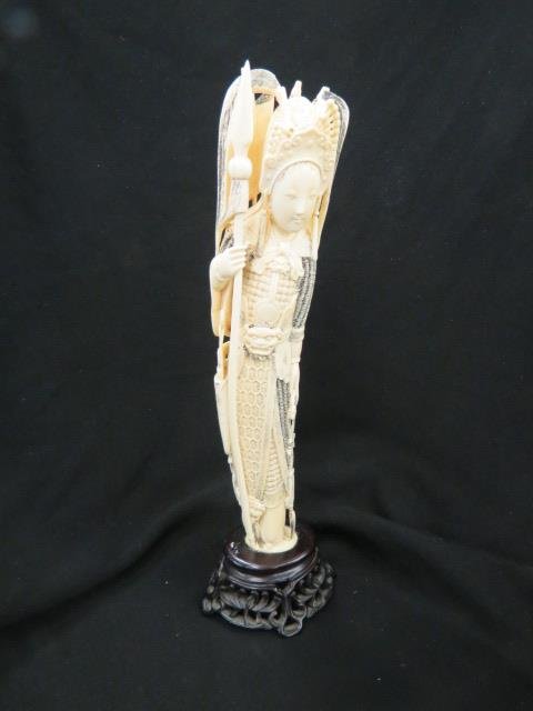 Chinese Carved Ivory Figurine of a goddess, (1 of 9)