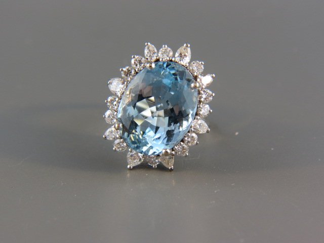 Aquamarine & Diamond Ring, (1 of 5)