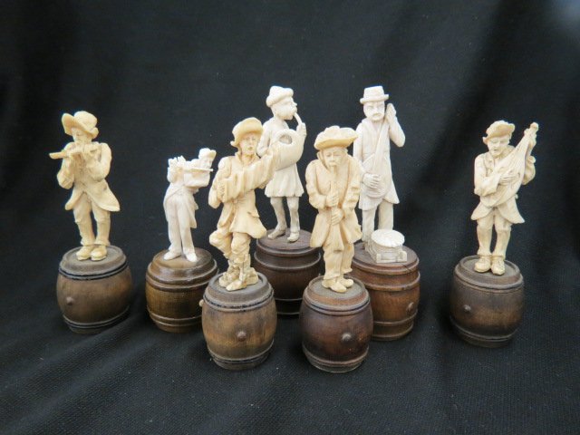 7 European Carved Ivory Musicians, (1 of 2)