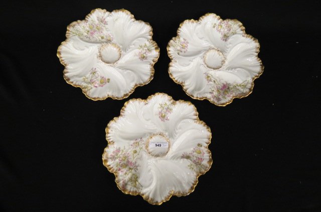 3 Limoges Porcelain Oyster Plates, (1 of 4)