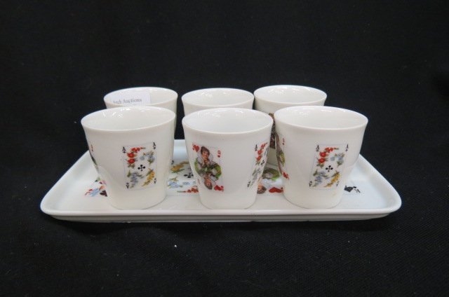 Furstenberg Porcelain Playing Card Shot Glass Set,: with tray