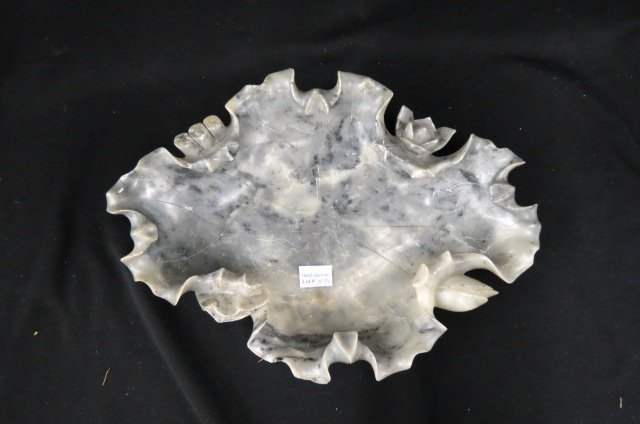 Chinese Carved Soapstone Bowl,: water lily or lotus shape, 11" X 14".