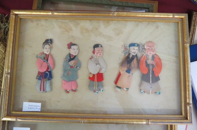 3 Framed Chinese Silk Artworks, (1 of 3)