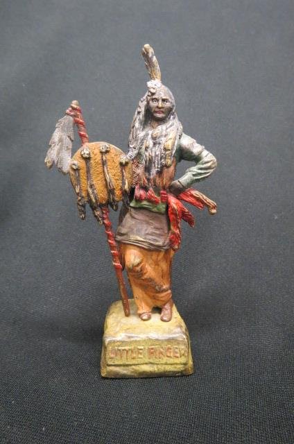 Carl Kauba Bronze "Little Finger",: Indian, cold painted, Austrian bronze by famous artist, 1865-1922, 6 1/4", signed....CARL KAUBAThis Austrian sculptor was born in Vienna in 1865. His teachers were Karl Waschmann (1848-1905), known fo