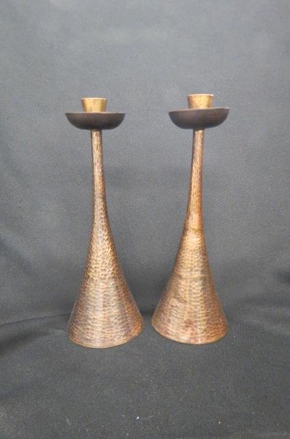 Arts & Crafts Bronze Candlesticks, (1 of 6)