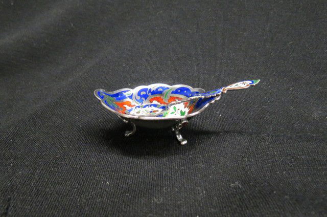 Peter Hertz Enameled Sterling Salt Cellar, (1 of 3)