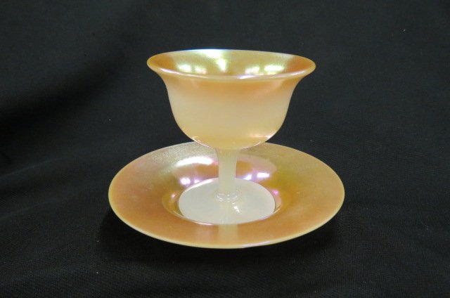 Steuben Art Glass Sherbet & Underplate, (1 of 3)