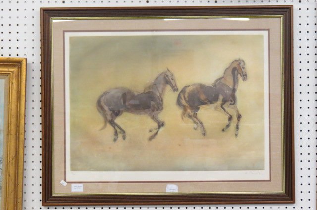 Kaiko Moti, etching, "Deux Chevau", (1 of 2)