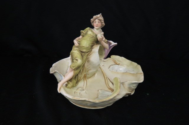 Royal Dux Art Nouveau Porcelain Figural Vase, (1 of 3)