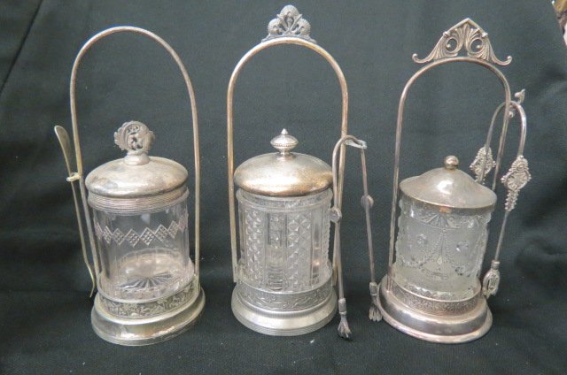 3 Victorian Silverplate Pickle Castors, (1 of 4)