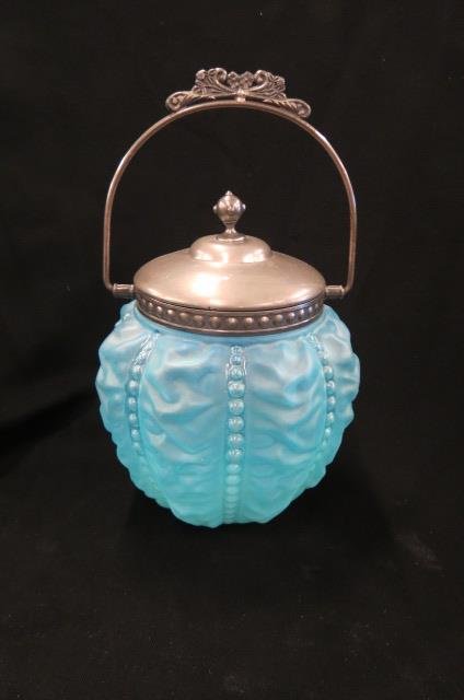Victorian Satin Glass Biscuit Jar, (1 of 2)