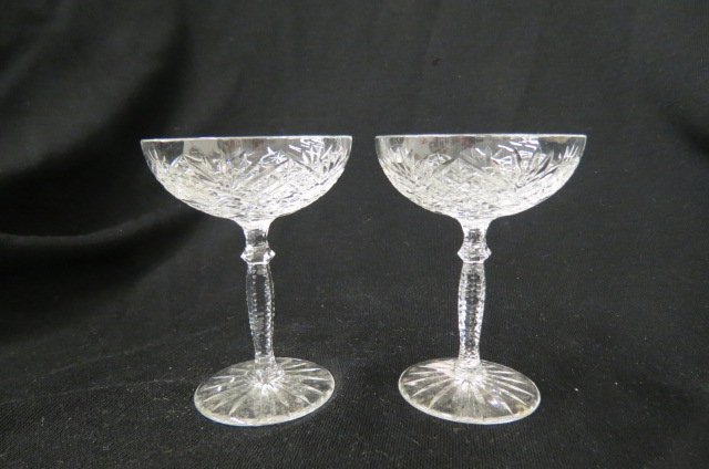 12 Cut Crystal Champagne Glasses, (1 of 3)