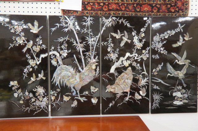 4 Oriental Lacquerware Plaques, (1 of 3)