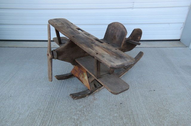 Folk Art  Wooden Airplane Child's Rocker. (1 of 6)