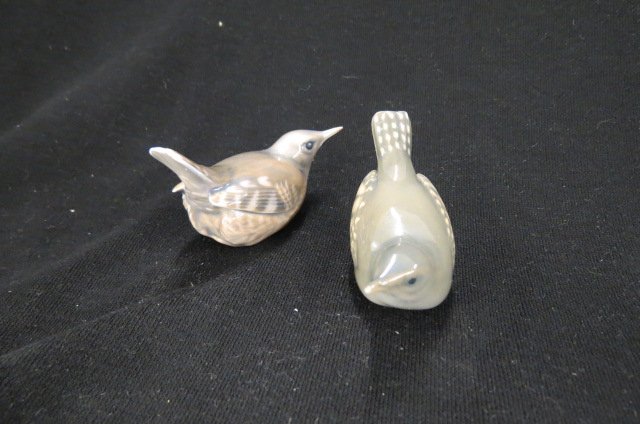 2 Royal Copenhagen Porcelain Figurines of Birds,: #1504, 3" long, excellent.