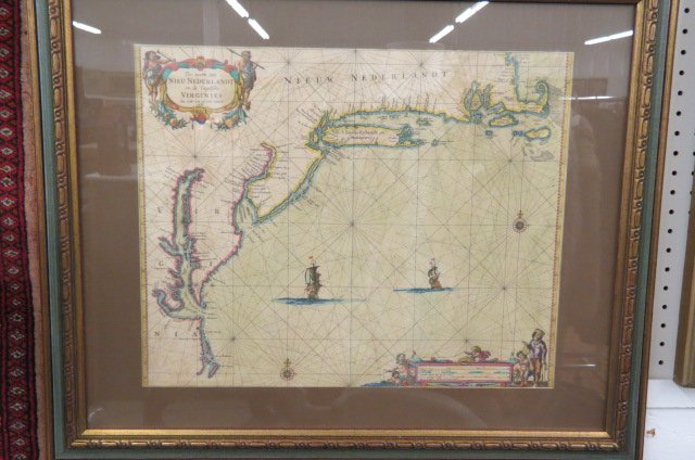 1666 Original Hand Colored Map of Virginia (1 of 9)