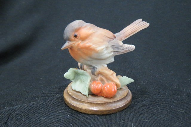 Capodimonte Bird Figurine,: artist signed, 3", wood base.