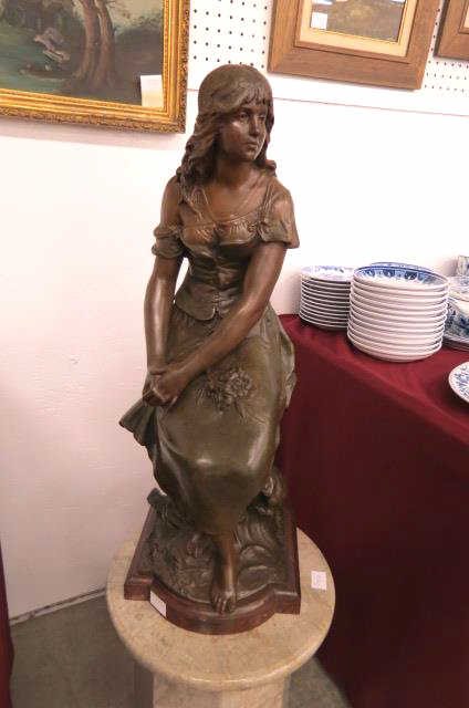 Auguste Moreau, "Mignon", bronzed statue of a lady, (1 of 6)