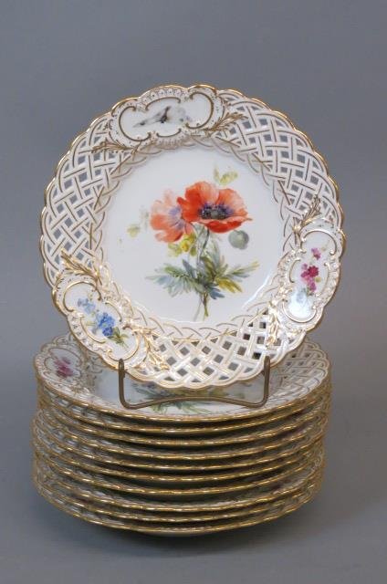11 Meissen Porcelain Handpainted Plates, (1 of 10)