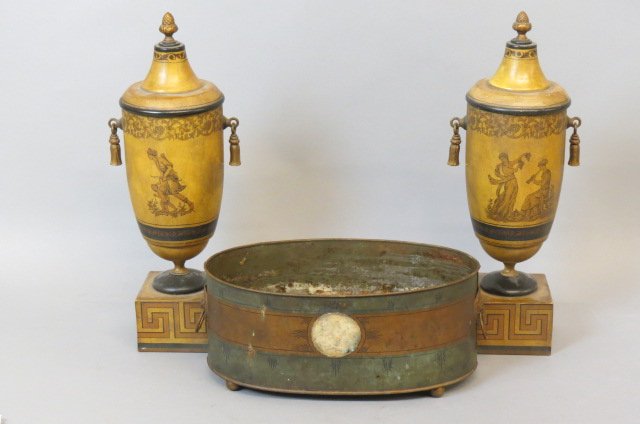 3pcs. Tole Handpainted Tin, (1 of 4)