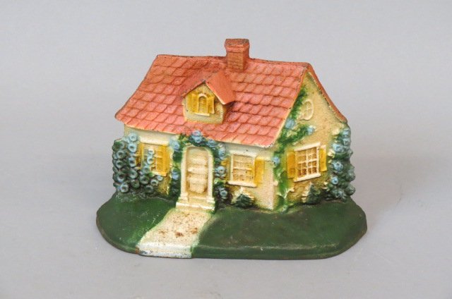 Cast Iron Figural Doorstop of a Cottage, (1 of 2)