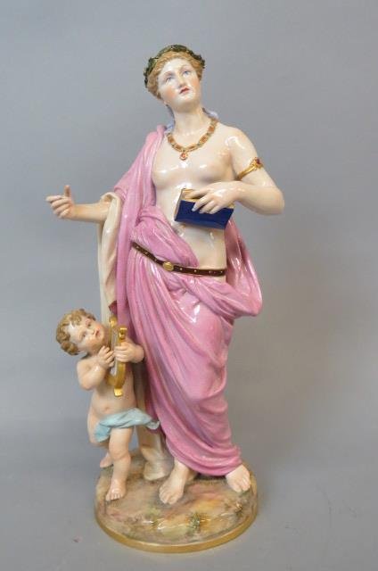 Meissen Porcelain Figurine "Music",: semi-nude body with putti playing the harp, industry series, 19th century, crossed swords mark, 12.5" tall, N-161.....Meissen: The Allure of Continental PorcelainAAASecrecy. Deceit. Imprisonment. The