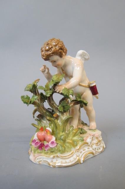 Meissen Porcelain Figurine of a Cherub Gardening, (1 of 3)