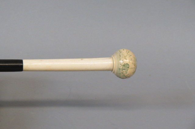 Carved Ivory Handled Walking Stick, (1 of 4)