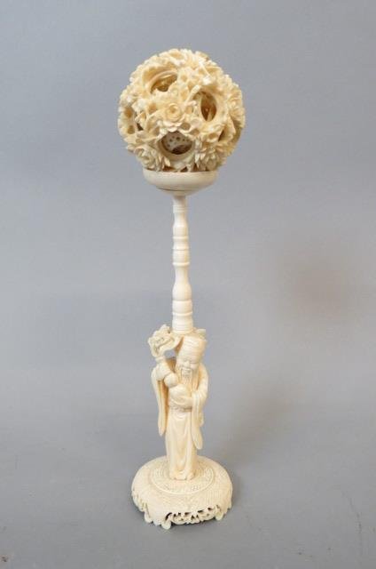 Chinese Carved Mystery Ball on Stand, (1 of 6)