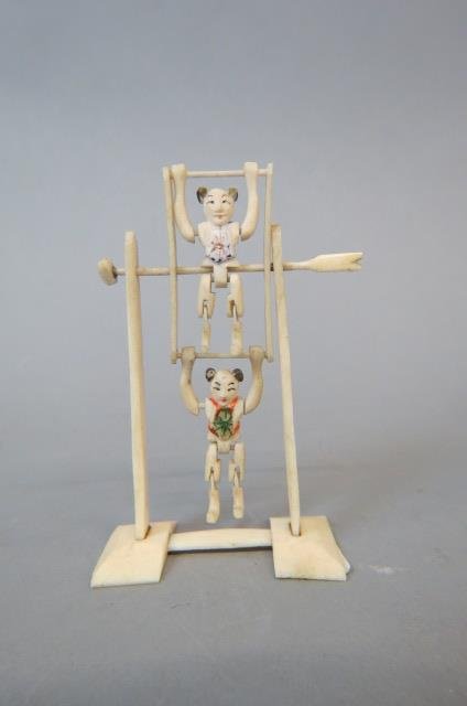 Chinese Carved Ivory Mechanical Acrobats Figurine, (1 of 3)