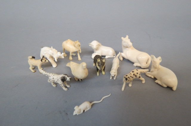 12 Ivory Miniature Animal Figurines, (1 of 4)