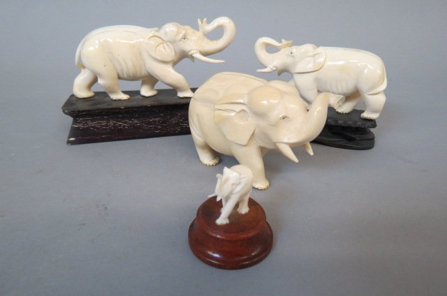 4 Carved Ivory Elephant Figurines, (1 of 4)
