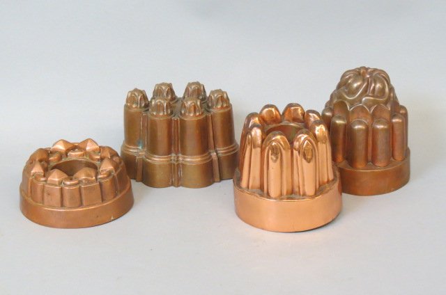 4 Early Copper Food Molds, (1 of 1)